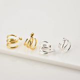 925 Silver 11.5mm Triple Circle Hoops Women Earrings Gift