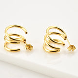 925 Silver 11.5mm Triple Circle Hoops Women Earrings Gift