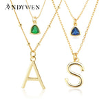 925 Silver Birthstone Initial Letter Necklace Women Wedding Jewelry