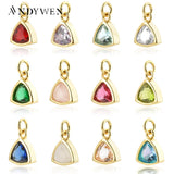925 Silver 12 Months Birth Gems Triangle Zircon Charm Pendant Necklace Women