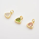 925 Silver 12 Months Birth Gems Triangle Zircon Charm Pendant Necklace Women