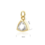 925 Silver 12 Months Birth Gems Triangle Zircon Charm Pendant Necklace Women