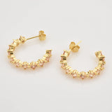 925 Silver 15mm Champagne Piercing Clips Earrings Crystal