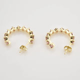 925 Silver 15mm Champagne Piercing Clips Earrings Crystal