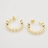 925 Silver 15mm Champagne Piercing Clips Earrings Crystal