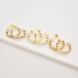 925 Silver 15mm Champagne Piercing Clips Earrings Crystal
