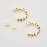 925 Silver 15mm Champagne Piercing Clips Earrings Crystal