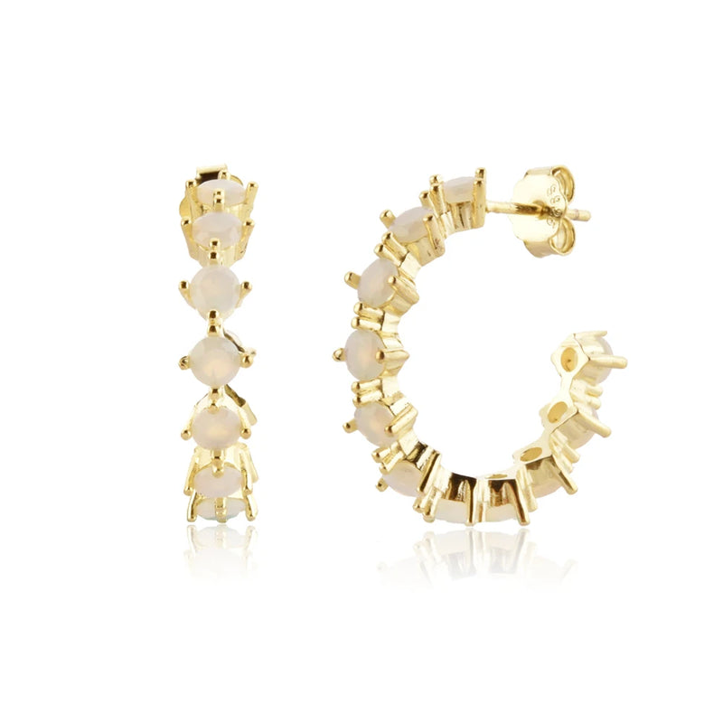 925 Silver 15mm Champagne Piercing Clips Earrings Crystal