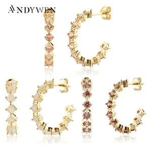 925 Silver 15mm Champagne Piercing Clips Earrings Crystal