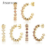 925 Silver 15mm Champagne Piercing Clips Earrings Crystal