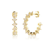 925 Silver 15mm Champagne Piercing Clips Earrings Crystal
