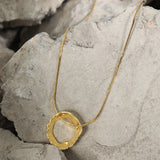 925 Sterling Silver Circle Pendant Long Chain Necklace Snake Chain Women Jewelry