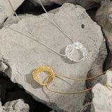 925 Sterling Silver Circle Pendant Long Chain Necklace Snake Chain Women Jewelry