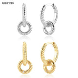 925 Silver 19mm Screw Circle Drop Earrings Wedding Jewelry Women
