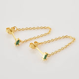 925 Silver Zircon Drop Earrings Chain Piercing Wedding Jewelry