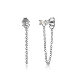 925 Silver Zircon Drop Earrings Chain Piercing Wedding Jewelry