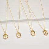 925 Sterling Silver Alphabet Initial Long Chain Necklace Colorful Zircon Jewelry