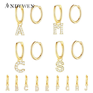 925 Silver 26 Letters Drop Earring Initial A M Piercing Ohrringe European Rock
