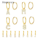 925 Silver 26 Letters Drop Earring Initial A M Piercing Ohrringe European Rock