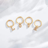 925 Silver 26 Letters Drop Earring Initial A M Piercing Ohrringe European Rock