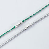 925 Silver Clear Green CZ Chain Choker Necklace Fine Jewelry