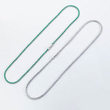 925 Silver Clear Green CZ Chain Choker Necklace Fine Jewelry