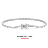 925 Silver 2mm Round Cut Tennis Bracelet CZ Bangle Crystal Fine Jewelry