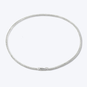 925 Silver 2mm Tennis Chain Choker Necklace 37.5cm Women Party Wedding