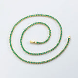 925 Silver 2mm Tennis Chain Choker Necklace 37.5cm Women Party Wedding