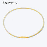 925 Silver 2mm Tennis Chain Choker Necklace 37.5cm Women Party Wedding