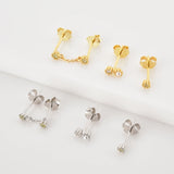 925 Silver 3pcs/Set Pearl Light Green Stud Earring Women Crystal Fine Jewelry
