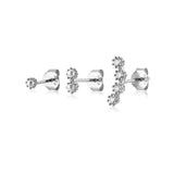 925 Silver 3pcs/Set Piercing Stud Earrings Women Jewelry Party