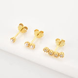 925 Silver 3pcs/Set Piercing Stud Earrings Women Jewelry Party