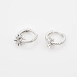 925 Sterling Silver 8.5mm Circle Drop Earring Star Circle Charm Women Jewelry
