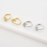 925 Sterling Silver 8.5mm Circle Drop Earring Star Circle Charm Women Jewelry