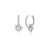 925 Sterling Silver 8.5mm Circle Drop Earring Star Circle Charm Women Jewelry