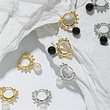 925 Silver 8mm Pearl Drop Earrings Wedding Rock Punk Winter