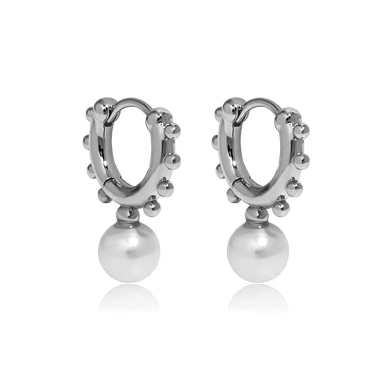 925 Silver 8mm Pearl Drop Earrings Wedding Rock Punk Winter