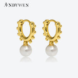 925 Silver 8mm Pearl Drop Earrings Wedding Rock Punk Winter