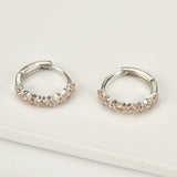 925 Silver 9.5mm Zircon CZ Clips Hoop Earring Wedding Jewelry
