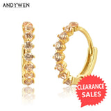 925 Silver 9.5mm Zircon CZ Clips Hoop Earring Wedding Jewelry