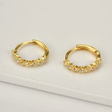 925 Silver 9.5mm Zircon CZ Clips Hoop Earring Wedding Jewelry