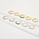 925 Silver 9.5mm Zircon CZ Clips Hoop Earring Wedding Jewelry