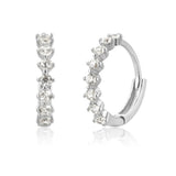 925 Silver 9.5mm Zircon CZ Clips Hoop Earring Wedding Jewelry