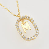 925 Silver A-Z Letters Initial Pendant Crystal Necklace Women Wedding