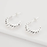 925 Silver ANTIQUE HOOPS Twist Large Women Piercing Earring Jewelry Clips