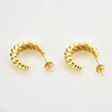 925 Silver ANTIQUE HOOPS Twist Large Women Piercing Earring Jewelry Clips