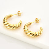 925 Silver ANTIQUE HOOPS Twist Large Women Piercing Earring Jewelry Clips