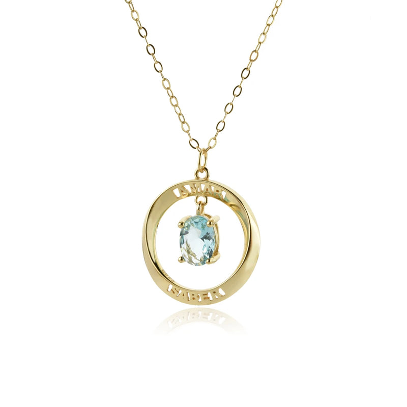 925 Silver Amar Aquamarine Green Oval Drop Pendant Necklace