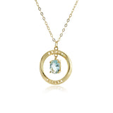 925 Silver Amar Aquamarine Green Oval Drop Pendant Necklace